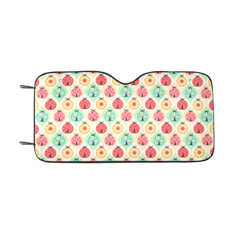 Ladybug Pattern Print Design 02 Car Sun Shade