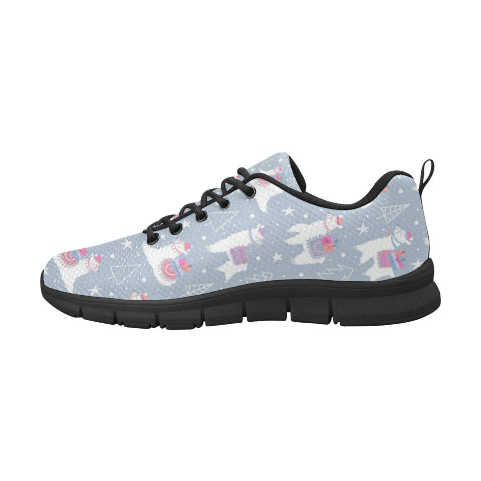 Llama Chirstmas Pattern Men's Sneakers Black