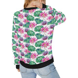 Pink Lotus Waterlily Pattern Women's Crew Neck Sweatshirt