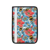 Bee Red and Blue Hibiscus Pattern Car Seat Belt Cover