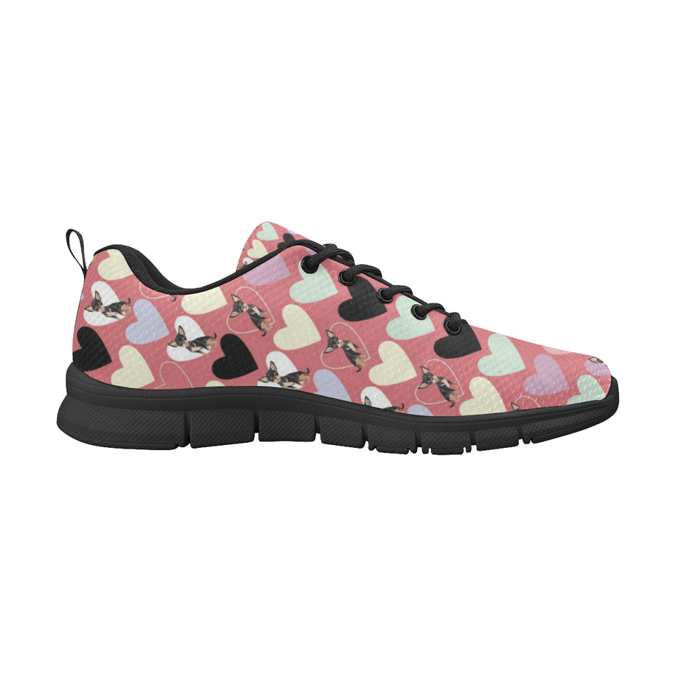 Chihuahua Heart Pink Pattern Men's Sneakers Black