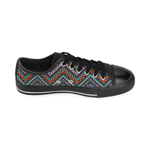 Zigzag African Afro Dashiki Adinkra Kente Men's Low Top Canvas Shoes Black