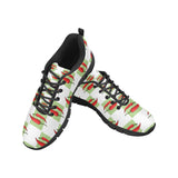 Red Chili Pattern Green White background Men's Sneakers Black