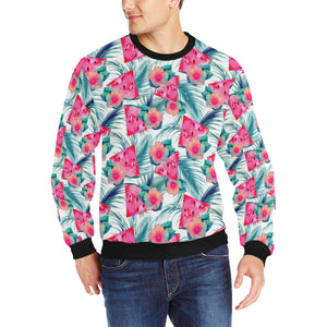 Watermelon Flower Pattern Men's Crew Neck Sweatshirt