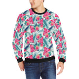 Watermelon Flower Pattern Men's Crew Neck Sweatshirt