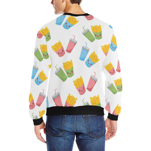 Colorful French Fries Pattern Men's Crew Neck Sweatshirt