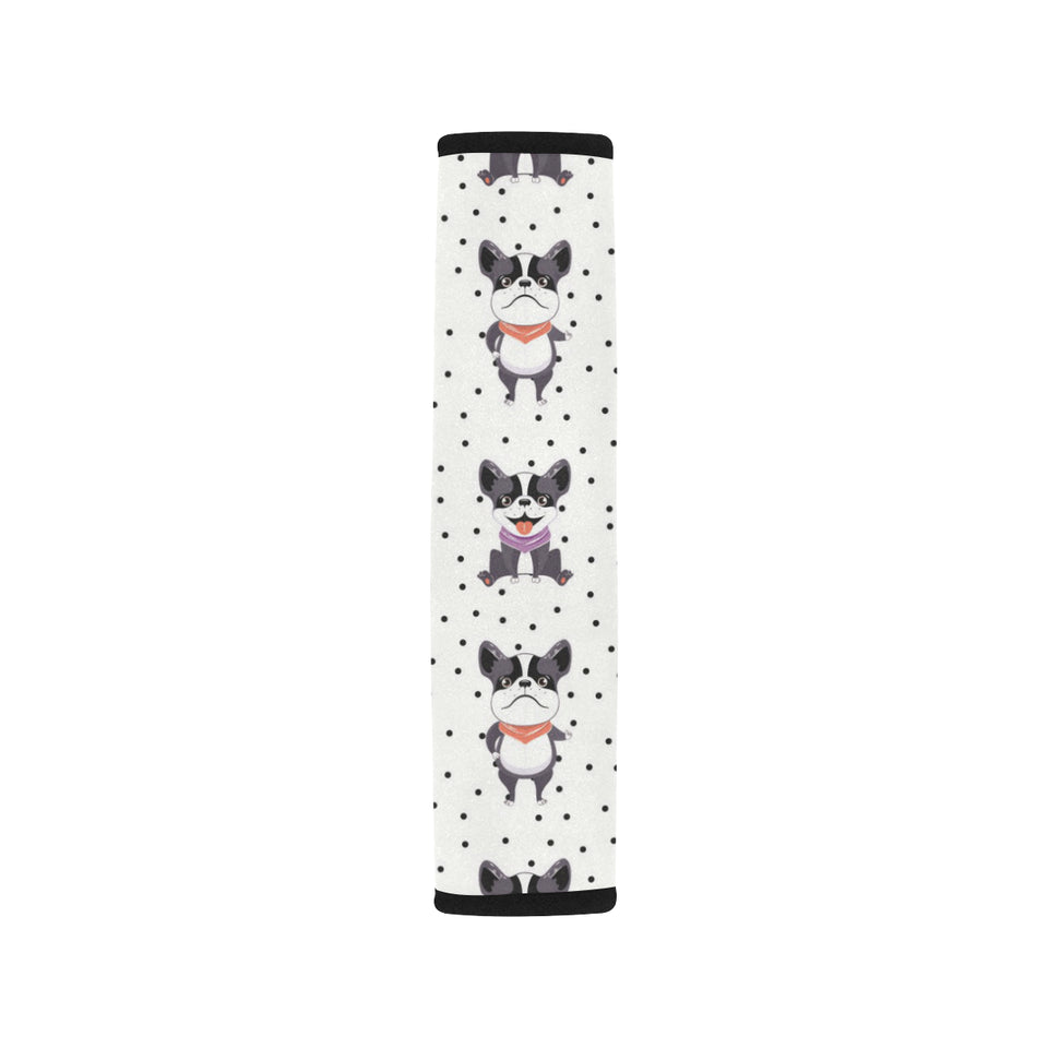 Cute Boston Terrier Pokka Dot Pattern Car Seat Belt Cover