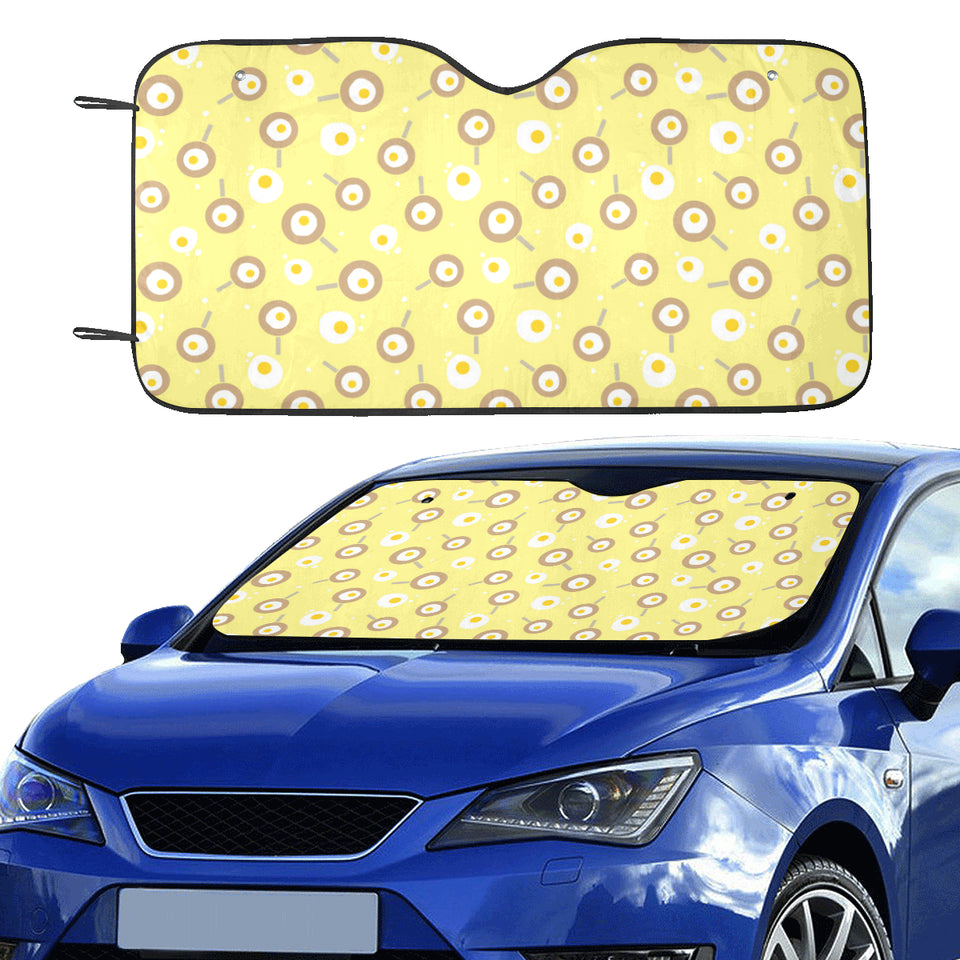 Fried Eggs Pattern Print Design 03 Car Sun Shade