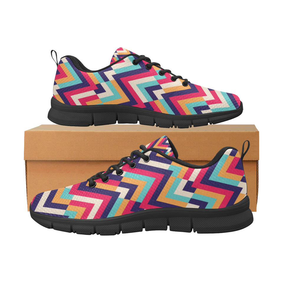 Zigzag Chevron Pattern Background Men's Sneakers Black