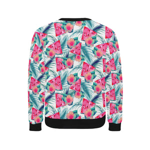 Watermelon Flower Pattern Men's Crew Neck Sweatshirt