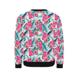 Watermelon Flower Pattern Men's Crew Neck Sweatshirt