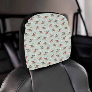 Dachshund Skating Pattern Car Headrest Cover