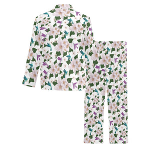 Hummingbird Pattern Print Design 01 Men's Long Pajama Set