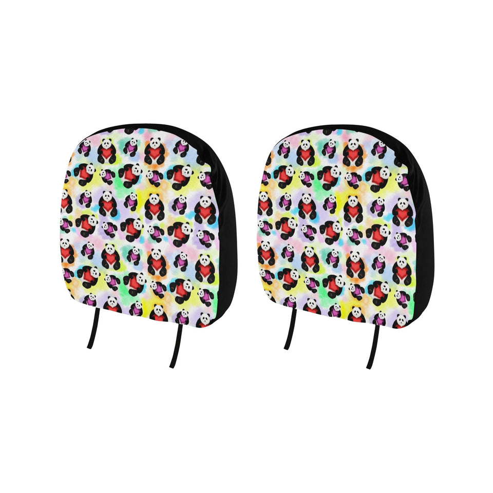 Panda Cute Heart Pattern Car Headrest Cover