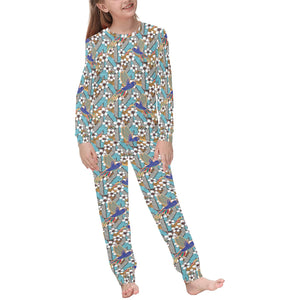 Hummingbird Pattern Print Design 02 Kids' Boys' Girls' All Over Print Pajama Set