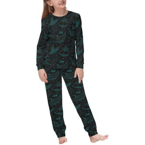 Stingray Pattern Print Design 02 Kids' Boys' Girls' All Over Print Pajama Set