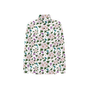 Hummingbird Pattern Print Design 01 Women's Long Sleeve Polo Shirt