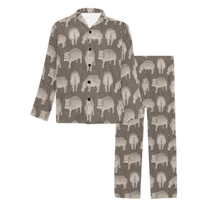 Hippopotamus Pattern Print Design 04 Men's Long Pajama Set