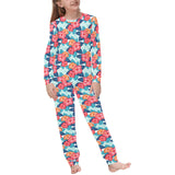 Hibiscus Pattern Print Design 05 Kids' Boys' Girls' All Over Print Pajama Set