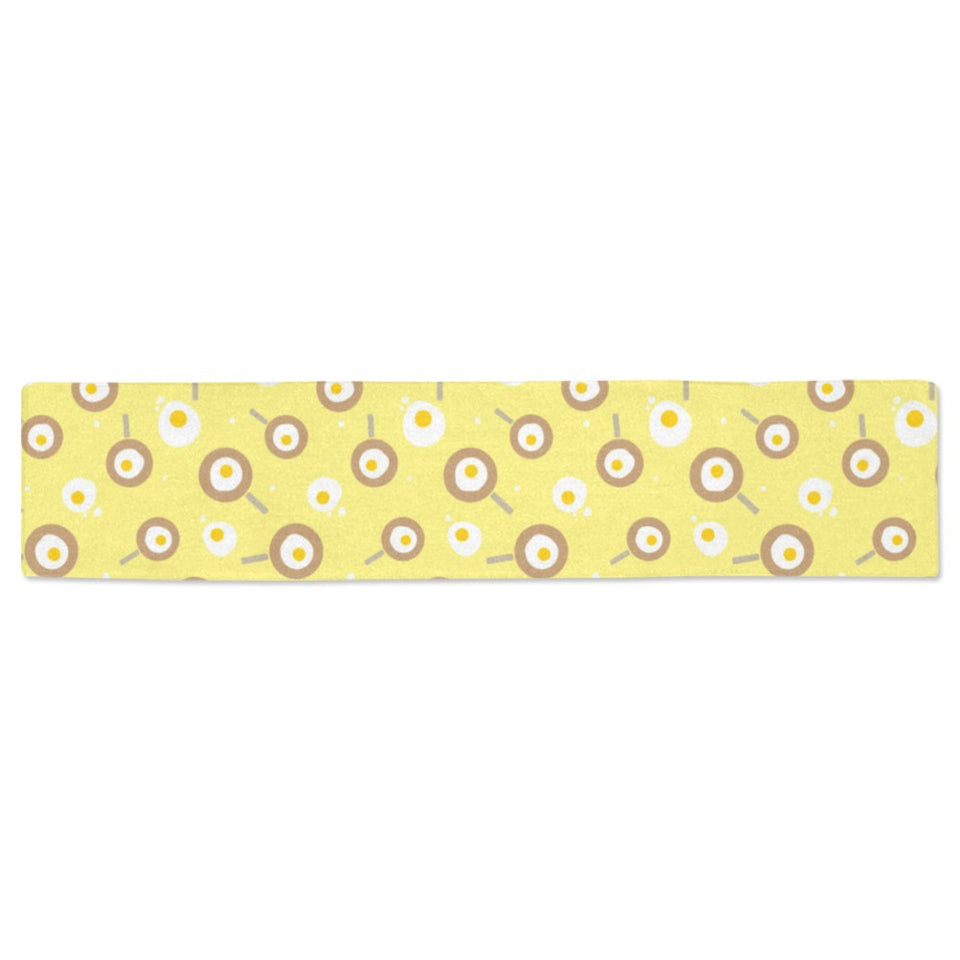 Fried Eggs Pattern Print Design 03 Table Runner