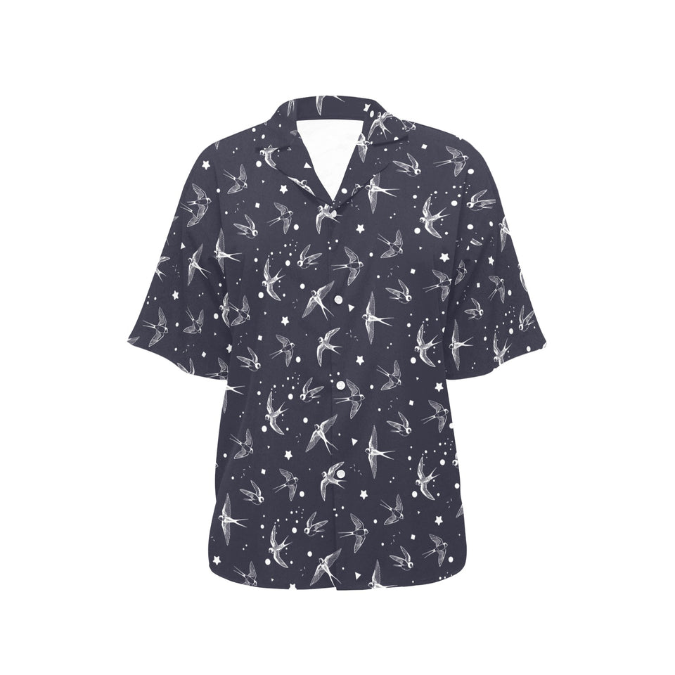 Swallow Pattern Print Design 02 Women's All Over Print Hawaiian Shirt