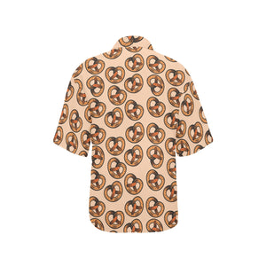 Pretzels Pattern Print Design 02 Women's All Over Print Hawaiian Shirt