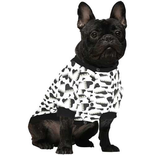 Piano Pattern Print Design 02 All Over Print Pet Dog Round Neck Fuzzy Shirt