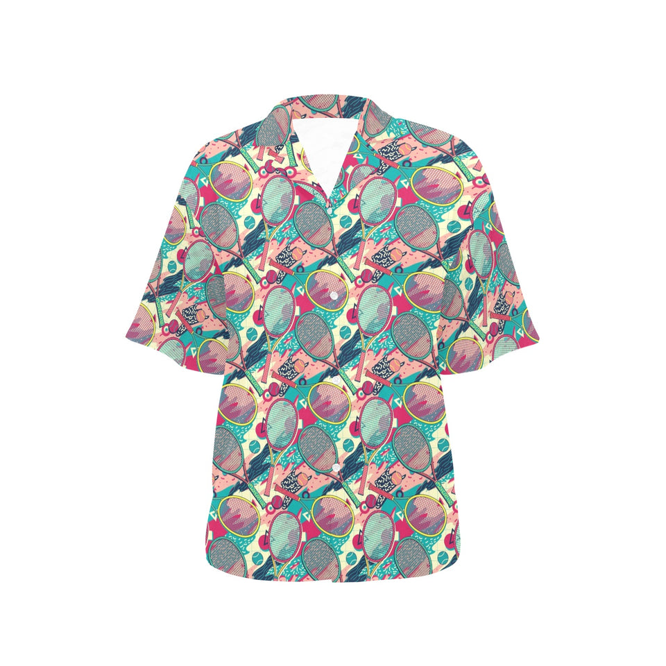 Tennis Pattern Print Design 01 Women's All Over Print Hawaiian Shirt