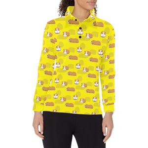 Guinea Pig Pattern Print Design 04 Women's Long Sleeve Polo Shirt