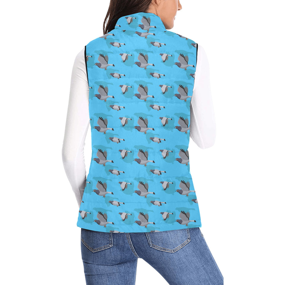 Pigeon Pattern Print Design 05 Women's Padded Vest