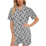 Sun Glasses Pattern Print Design 05 Women's V-Neck Short Pajama Set