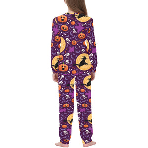 Halloween Pumpkin Witch Pattern Kids' Boys' Girls' All Over Print Pajama Set