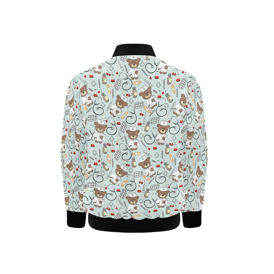 Teddy Bear Pattern Print Design 02 Kids' Boys' Girls' Bomber Jacket