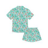 Snail Pattern Print Design 01 Kids' Boys' Girls' V-Neck Short Pajama Set