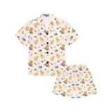 Teddy Bear Pattern Print Design 01 Kids' Boys' Girls' V-Neck Short Pajama Set