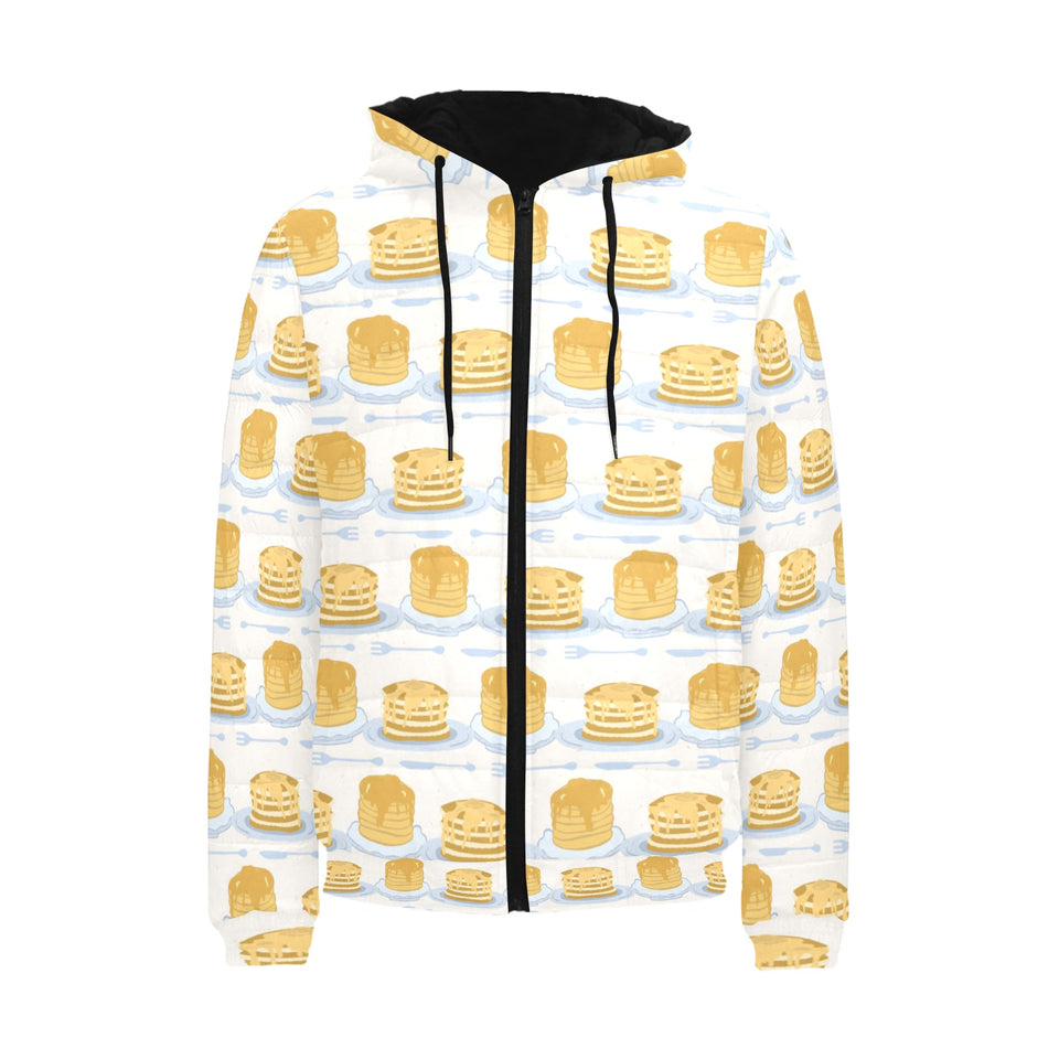 Pancake Pattern Print Design 01 Men's Padded Hooded Jacket(ModelH42)