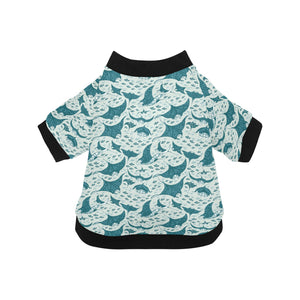 Stingray Pattern Print Design 01 All Over Print Pet Dog Round Neck Fuzzy Shirt