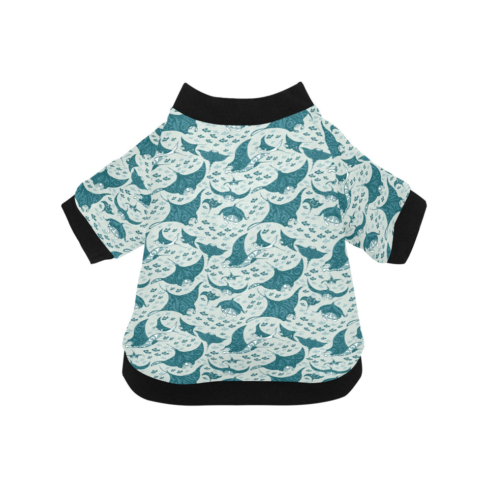 Stingray Pattern Print Design 01 All Over Print Pet Dog Round Neck Fuzzy Shirt