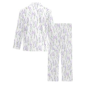 Eiffel Tower Lavender Pattern Print Design 01 Men's Long Pajama Set