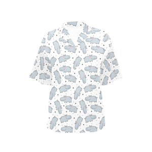 Hippopotamus Pattern Print Design 01 Women's All Over Print Hawaiian Shirt