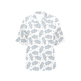 Hippopotamus Pattern Print Design 01 Women's All Over Print Hawaiian Shirt