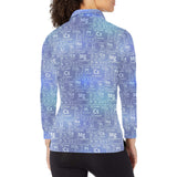 Chemistry Periodic Table Pattern Print Design 02 Women's Long Sleeve Polo Shirt