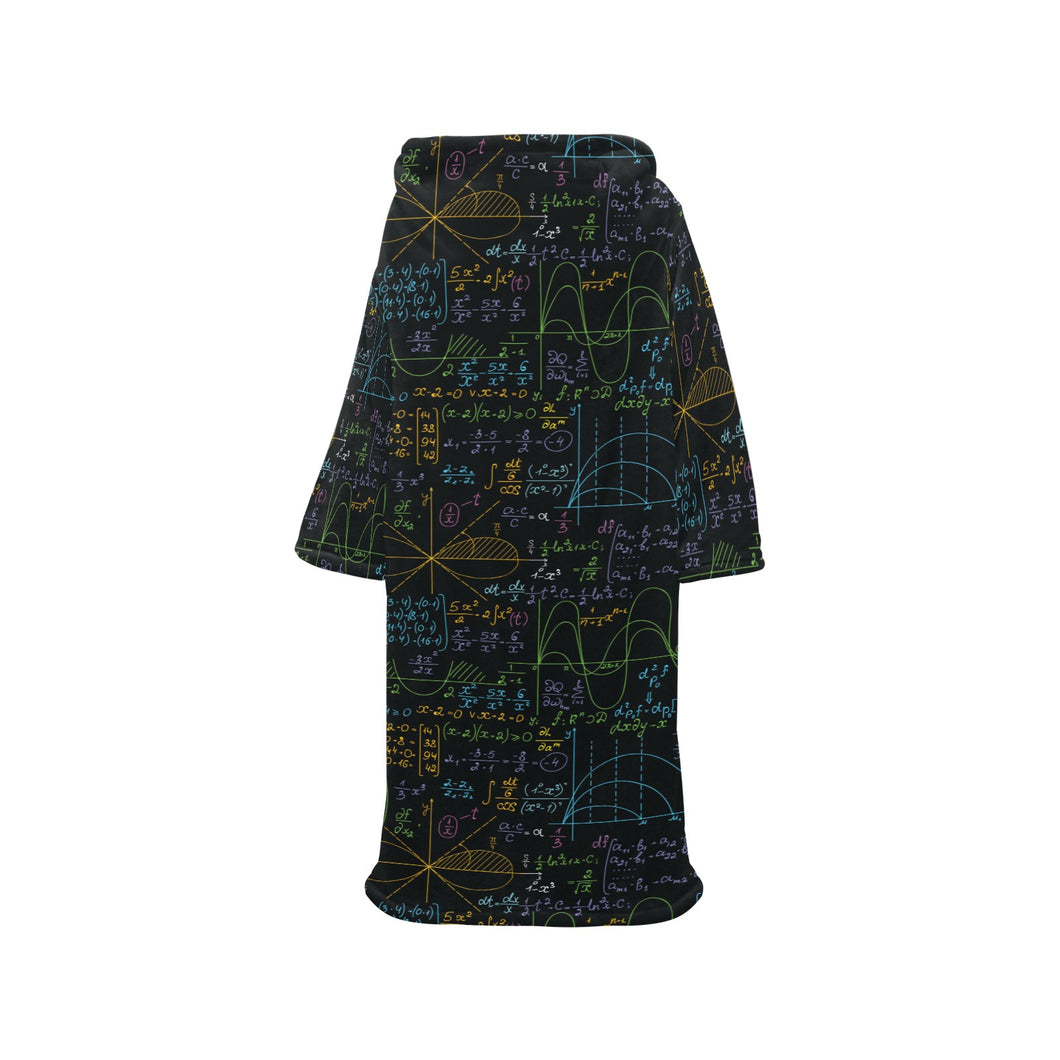 Math Pattern Print Design 04 Blanket Robe with Sleeves