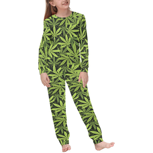 Canabis Marijuana Weed Pattern Print Design 03 Kids' Boys' Girls' All Over Print Pajama Set