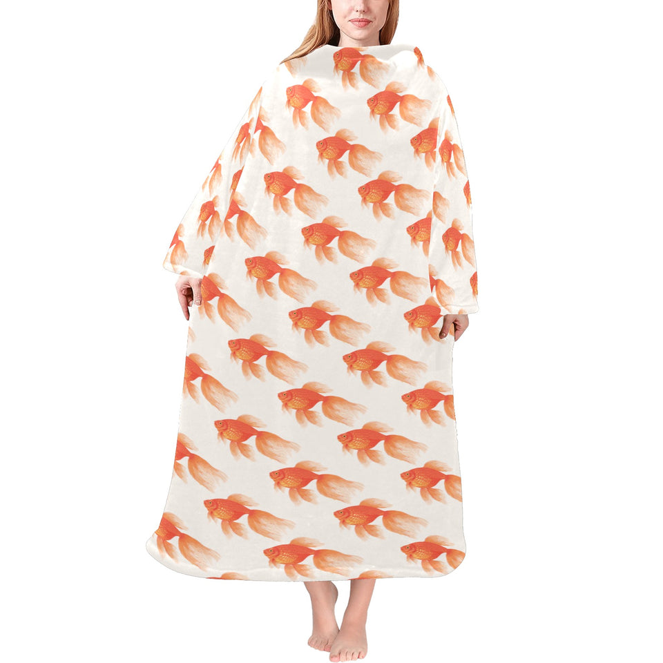 Goldfish Pattern Print Design 05 Blanket Robe with Sleeves