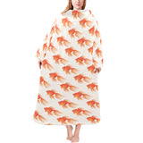 Goldfish Pattern Print Design 05 Blanket Robe with Sleeves