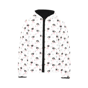 Ostrich Pattern Print Design 02 Kids' Boys' Girls' Padded Hooded Jacket