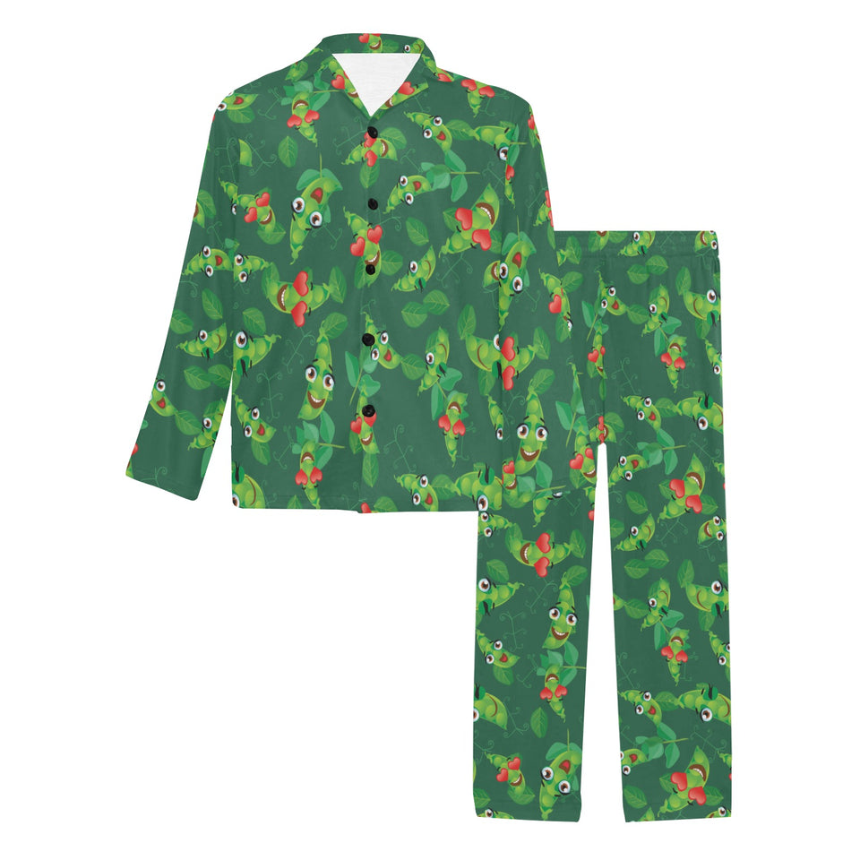 Green Peas Pattern Print Design 05 Men's Long Pajama Set