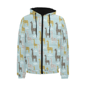 Giraffe Pattern Print Design 03 Men's Padded Hooded Jacket(ModelH42)