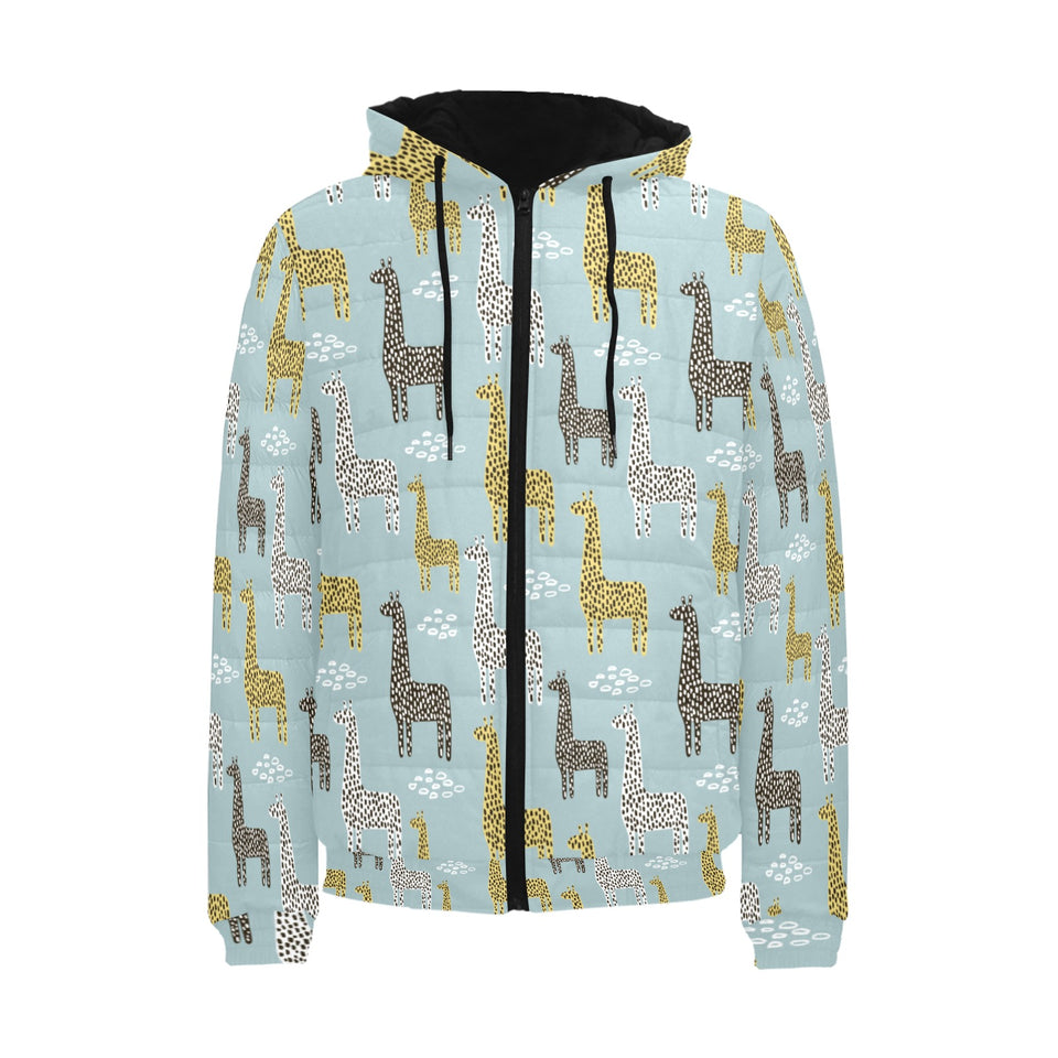 Giraffe Pattern Print Design 03 Men's Padded Hooded Jacket(ModelH42)